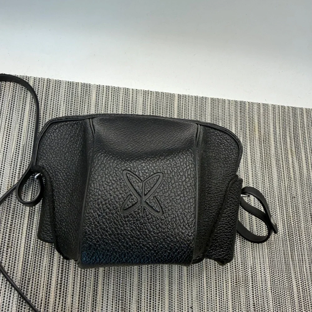 Vintage Sears 35mm SLR Camera Bag Case Black Pebbled Faux Leather Tripod Mount
